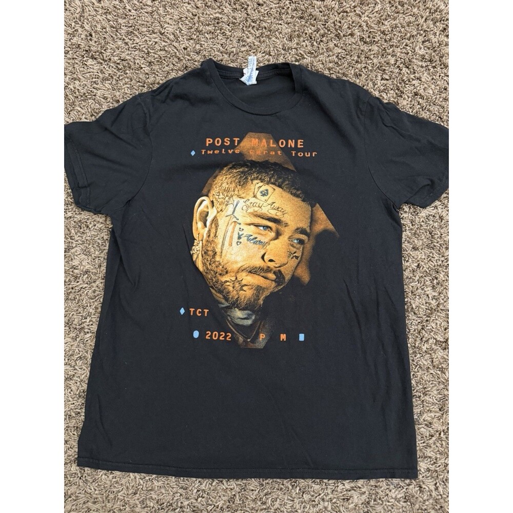Post Malone Concert T-Shirt Blue Twelve Carat 2022 Tour Tee Delta Sz Small